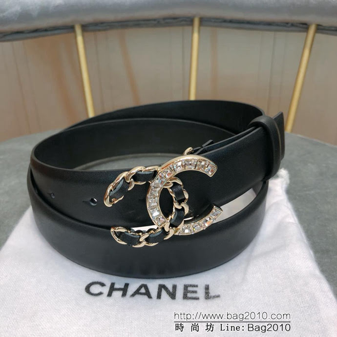 CHANEL香奈兒 18新款 淺金CC半編皮 半立體方鑽扣 zp同步光滑小牛皮 優雅皮帶  xfp1002